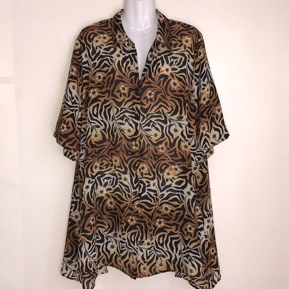 LADY GOTTEX BLACK, ORANGE AND WHITE DRESS TOP - Picture 2 of 8